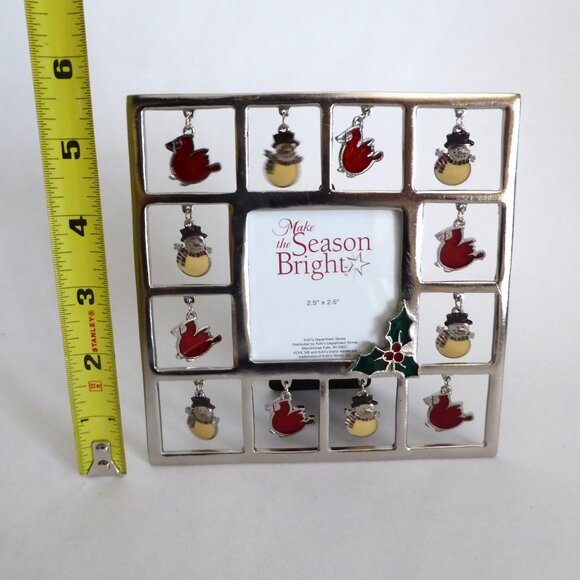 NEW CHRISTMAS HOLIDAY SILVER CHARM FRAME SNOWMAN CARDINAL - Picture 4 of 11